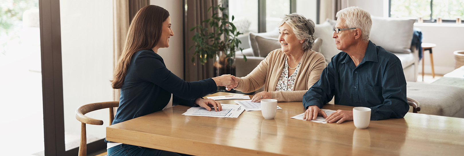 Elder woman consulting lawyer